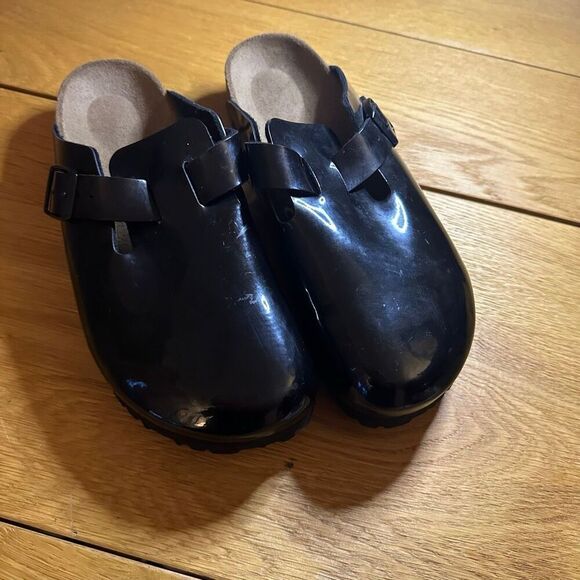 Birkenstock Shoes - Birkenstock Boston hex black patent leather 38 (7.5)